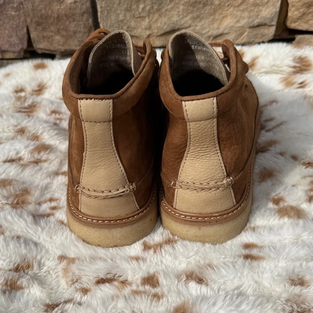 Sperry Brown and Tan Leather Moc Toe Chukka Boots